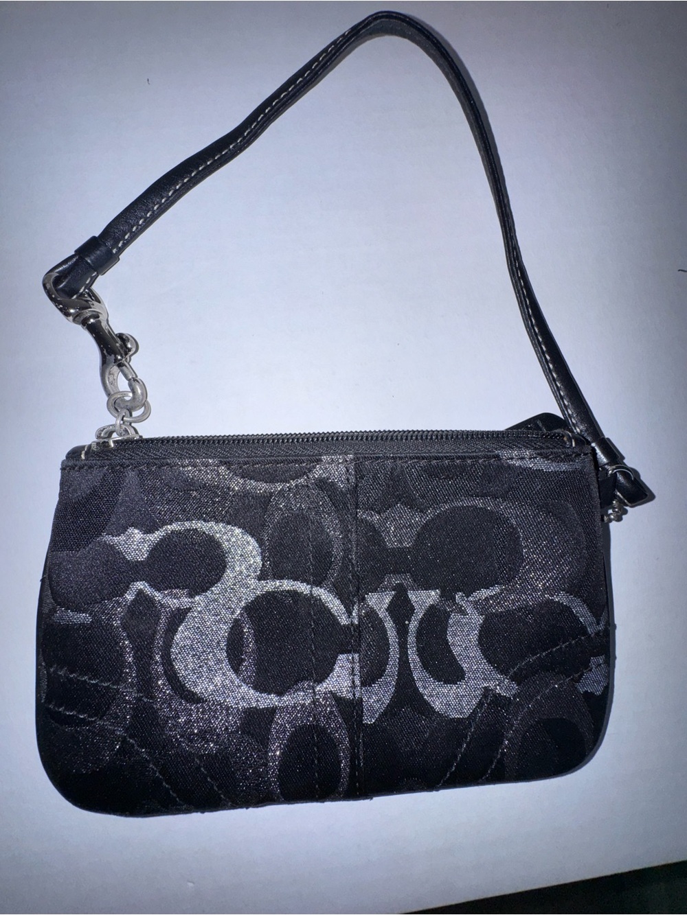 Vintage Coach Optic Black Signature Wristlet with signature Key Coin ID Case - Picture 5 of 5